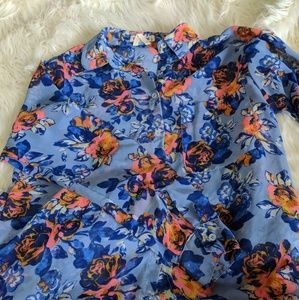 Light blue floral button down